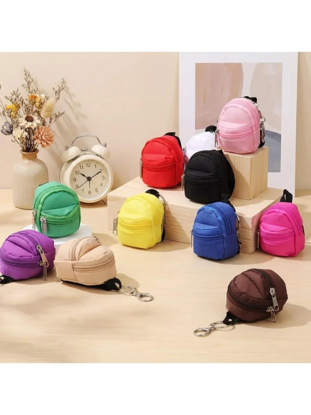 12 Pcs Mini Backpack Keychain Set | Cute Coin Purse & Lanyard Bags for Women